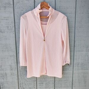 Weekend by Frank Lyman Full Zip Lightweight Jacket Shell Tank Set sz S Pink